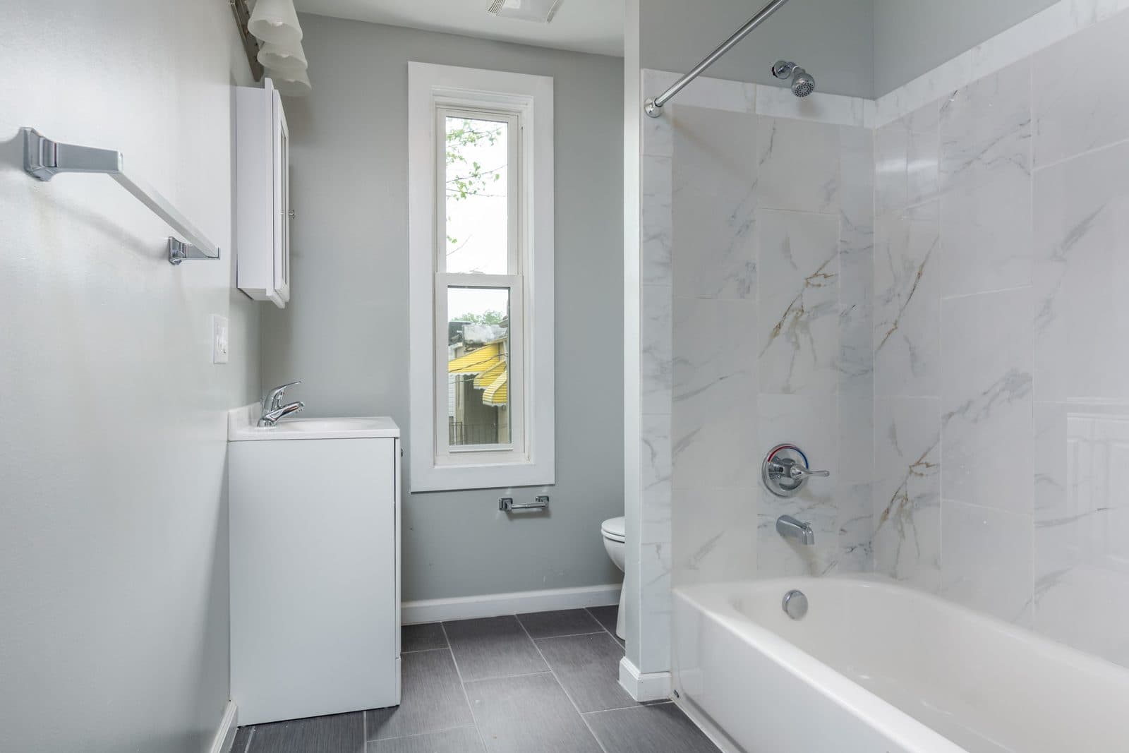 Upper Bath after renovation — Shell Home Inspections 203k project